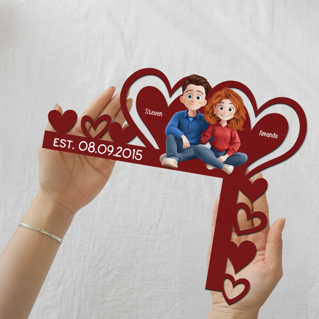 Couple Romantic Love Our Happy Corner Together - Personalized Door Corner Wood Sign - Gift For Her/Him, Husband/Wife, Couples on Anniversary, Valentine's Day