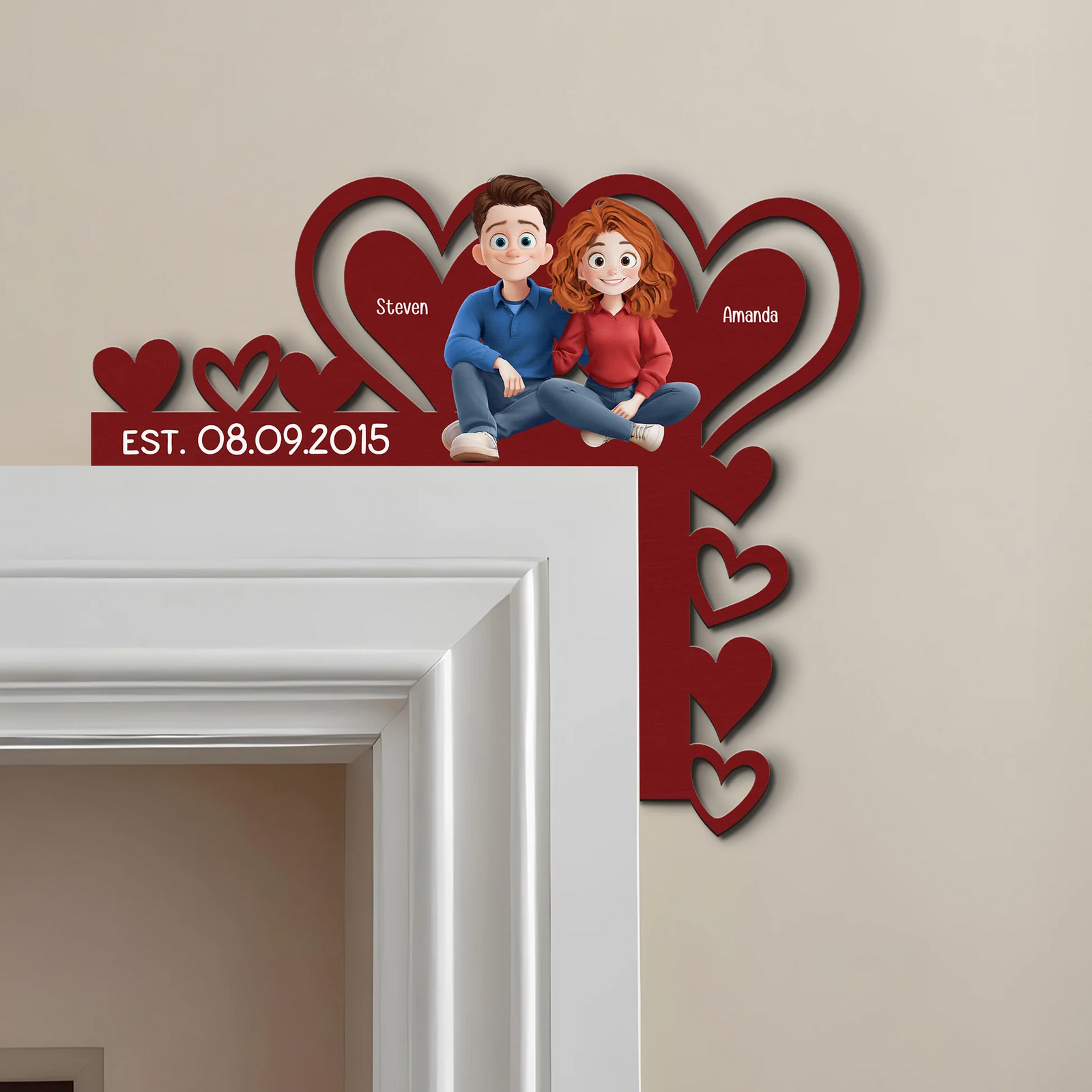 Couple Romantic Love Our Happy Corner Together - Personalized Door Corner Wood Sign - Gift For Her/Him, Husband/Wife, Couples on Anniversary, Valentine's Day