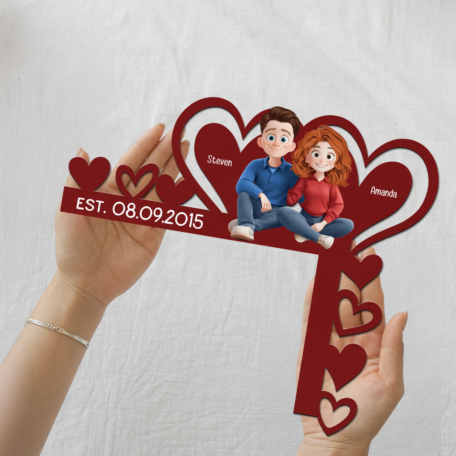 Couple Romantic Love Our Happy Corner Together - Personalized Door Corner Wood Sign - Gift For Her/Him, Husband/Wife, Couples on Anniversary, Valentine's Day