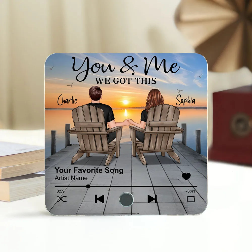 Romantic Couple Hand-in-Hand - Personalized Music Fridge Magnet - Anniversary & Valentine's Gift for Her/Him, Husband/Wife, Couples