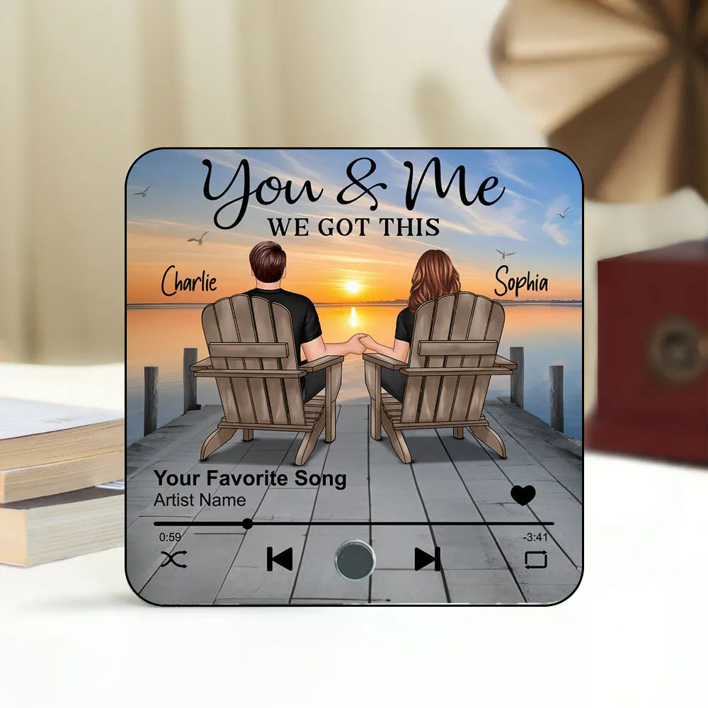 Romantic Couple Hand-in-Hand - Personalized Music Fridge Magnet - Anniversary & Valentine's Gift for Her/Him, Husband/Wife, Couples 1