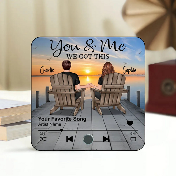 Romantic Couple Hand-in-Hand - Personalized Music Fridge Magnet - Anniversary & Valentine's Gift for Her/Him, Husband/Wife, Couples