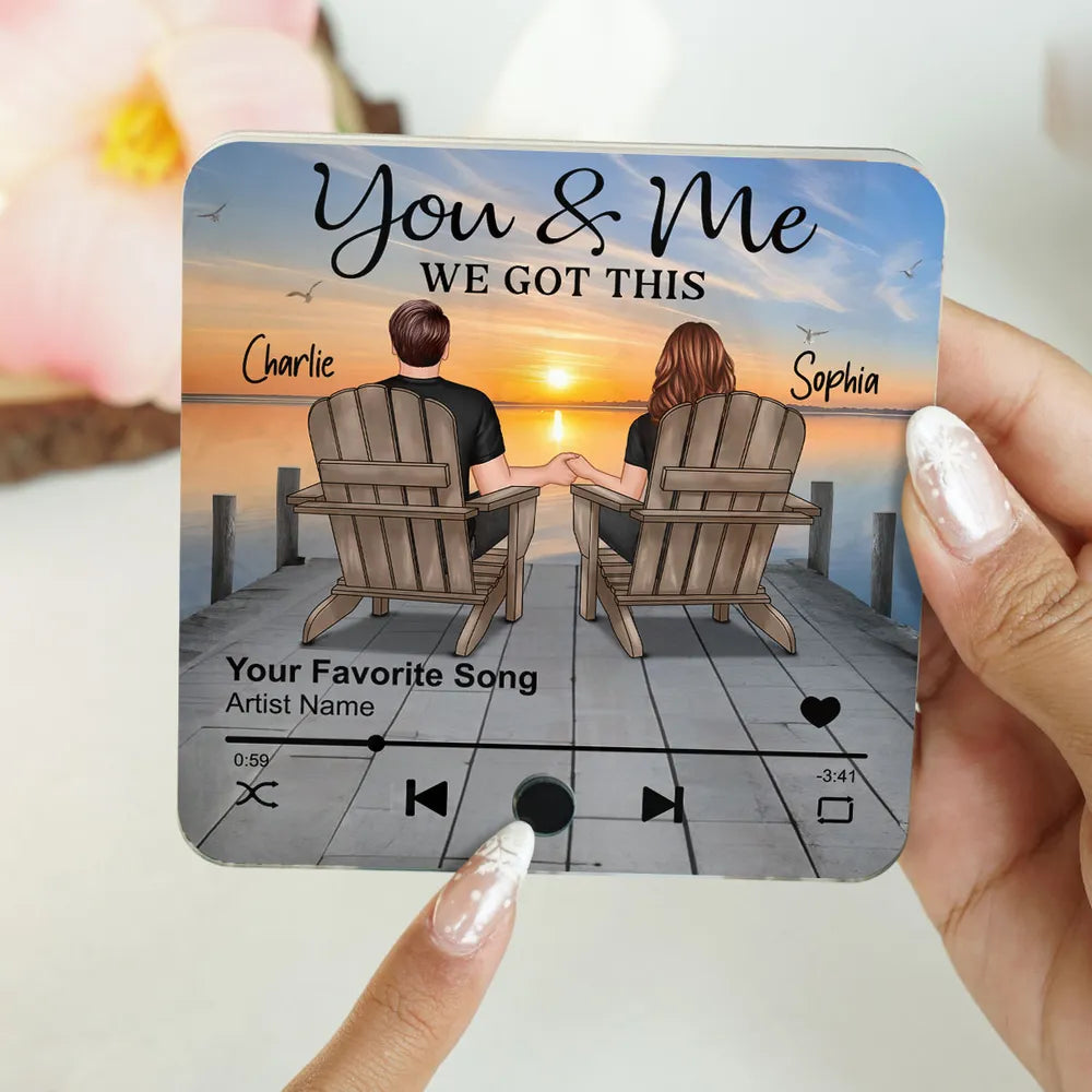 Romantic Couple Hand-in-Hand - Personalized Music Fridge Magnet - Anniversary & Valentine's Gift for Her/Him, Husband/Wife, Couples