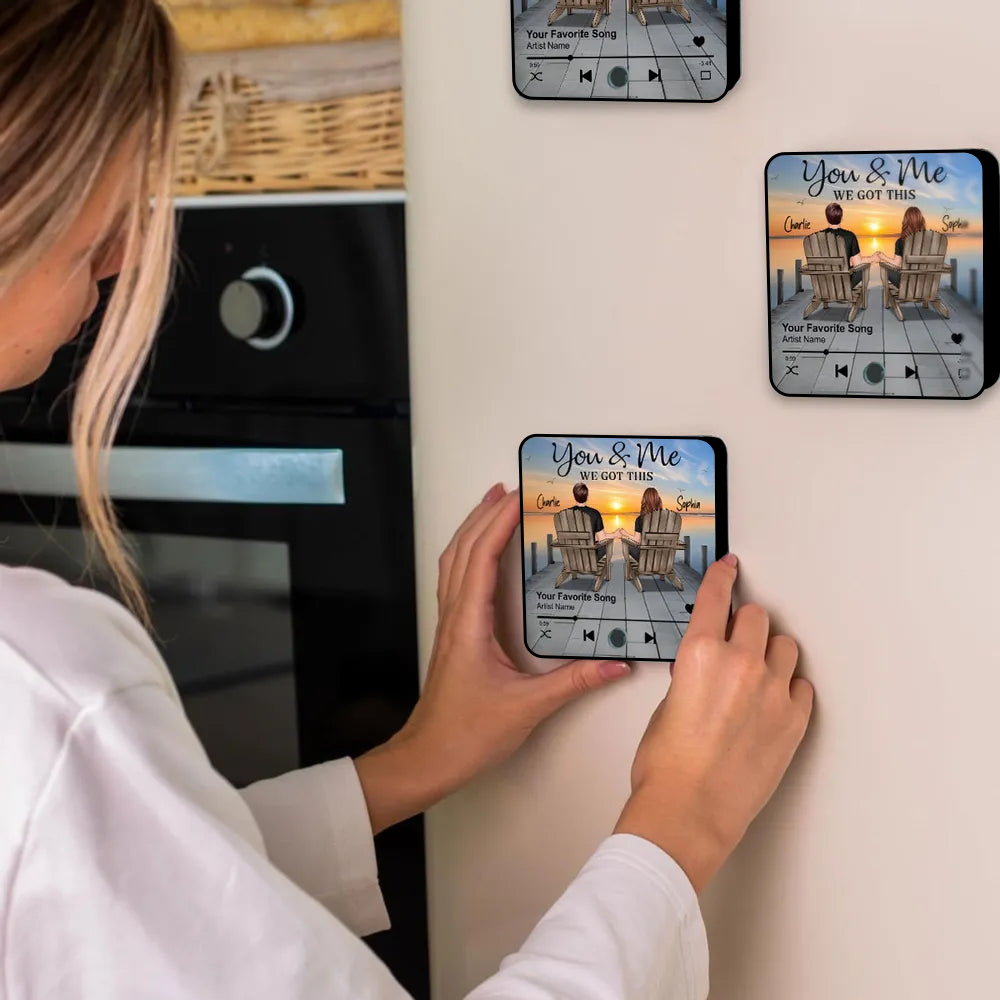 Romantic Couple Hand-in-Hand - Personalized Music Fridge Magnet - Anniversary & Valentine's Gift for Her/Him, Husband/Wife, Couples