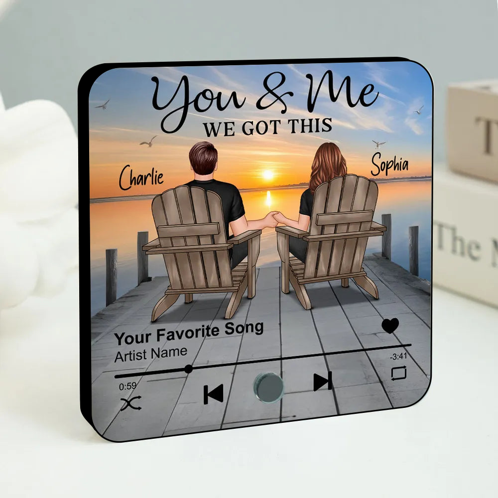 Romantic Couple Hand-in-Hand - Personalized Music Fridge Magnet - Anniversary & Valentine's Gift for Her/Him, Husband/Wife, Couples