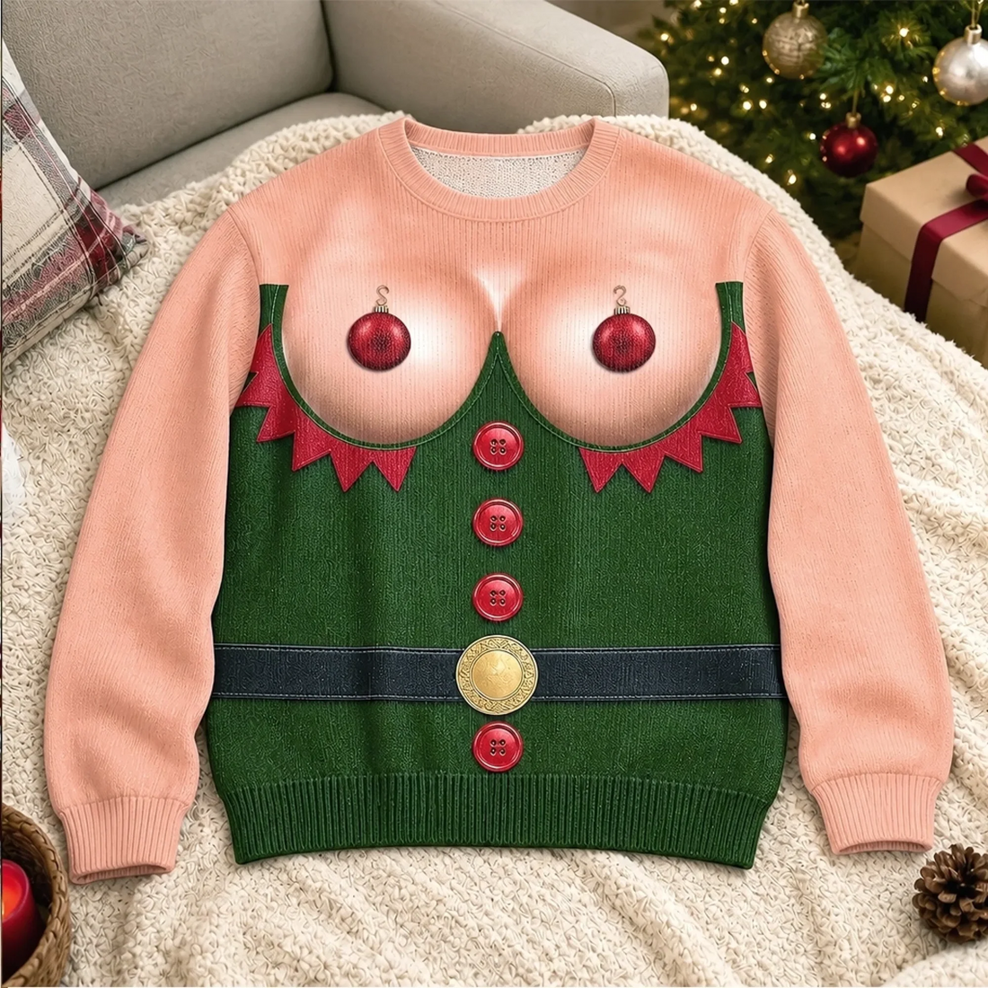 Santa's Favorite Party Girl - Personalized Custom Ugly Sweater - Christmas Gift For Wife, Daughter, Besties, Sisters, Grandma, Mom, Yourself