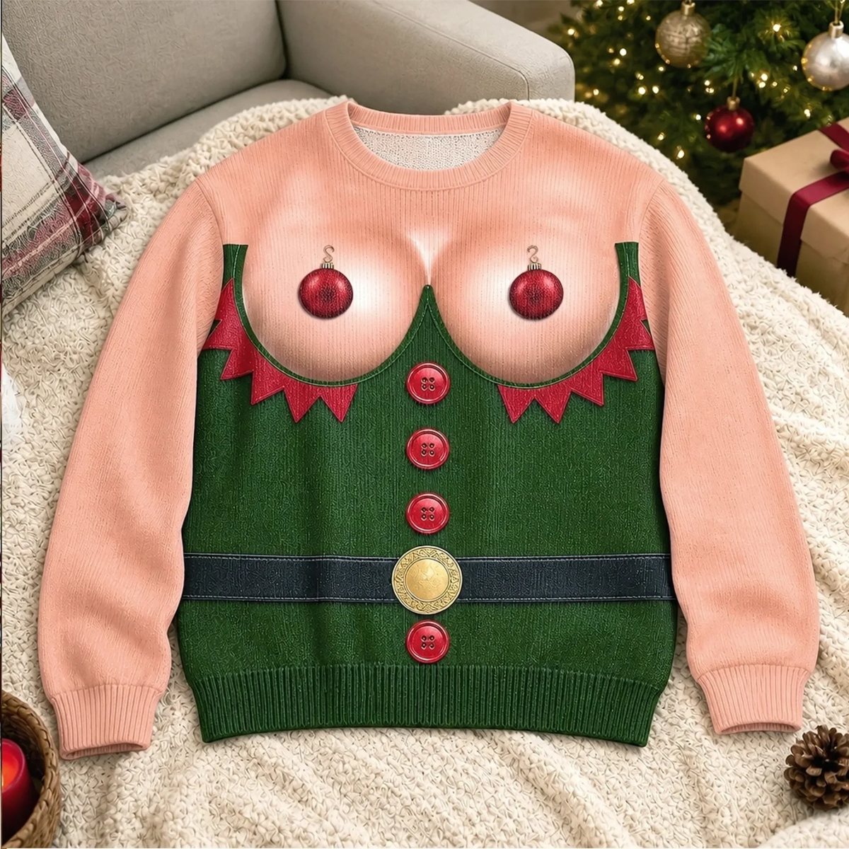 Santa's Favorite Party Girl - Personalized Custom Ugly Sweater - Christmas Gift For Wife, Daughter, Besties, Sisters, Grandma, Mom, Yourself