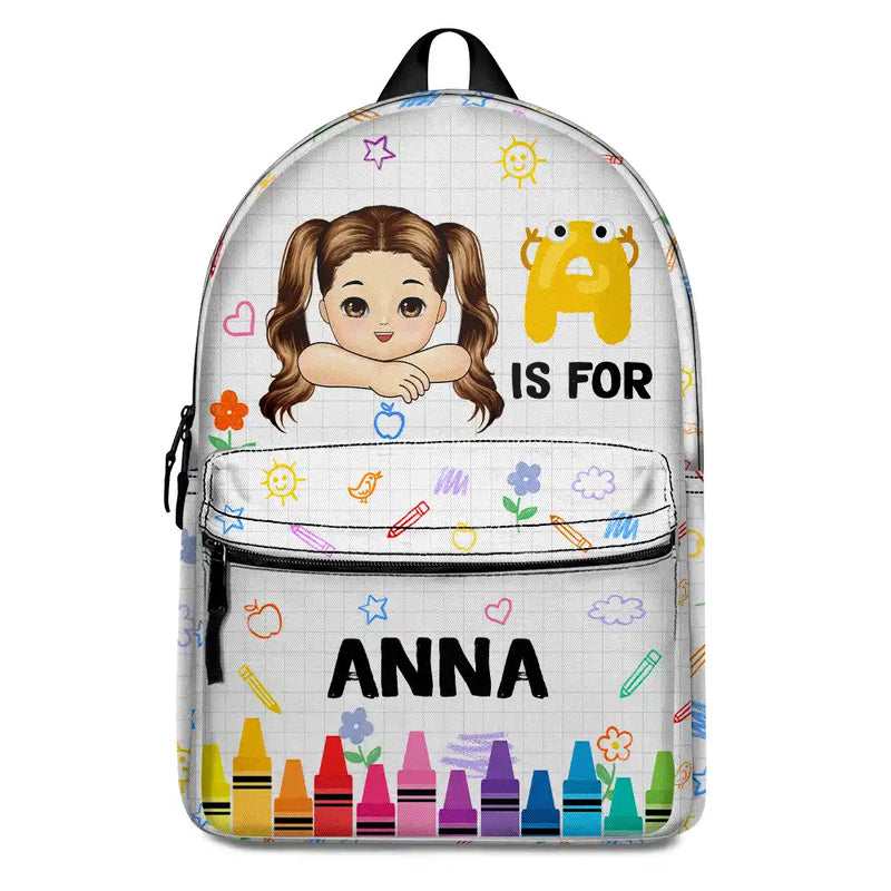 School Kid's Name -  Personalized Kid Backpack - Custom Gift For Back To School, First Day of School - Student, Son, Daughter | Kindergarten, Pre-K, Preschool