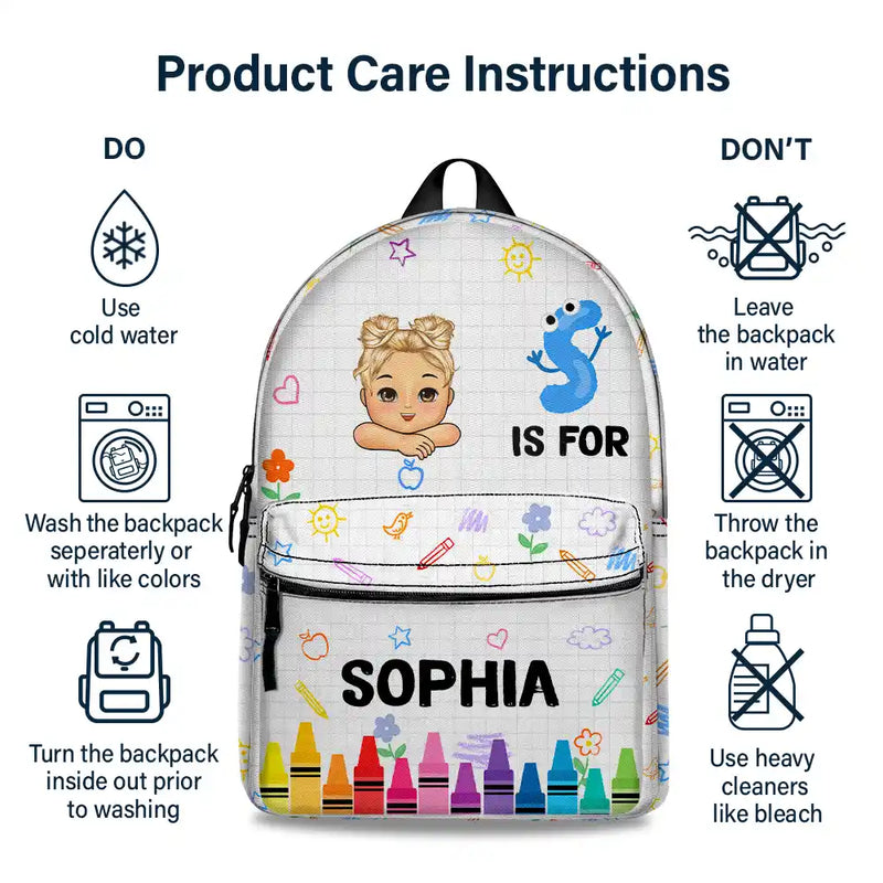 School Boy Kid's Name -  Personalized Kid Backpack - Custom Gift For Back To School, First Day of School - Student, Son, Daughter | Kindergarten, Pre-K, Preschool