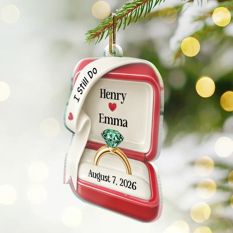 She Said Yes Engaged Married - Personalized Custom Shaped Acrylic Ornament - Christmas Gift For Engaged Couples, Newlyweds, Anniversaries