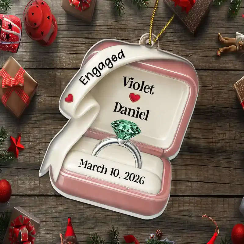 She Said Yes Engaged Married - Personalized Custom Shaped Acrylic Ornament - Christmas Gift For Engaged Couples, Newlyweds, Anniversaries