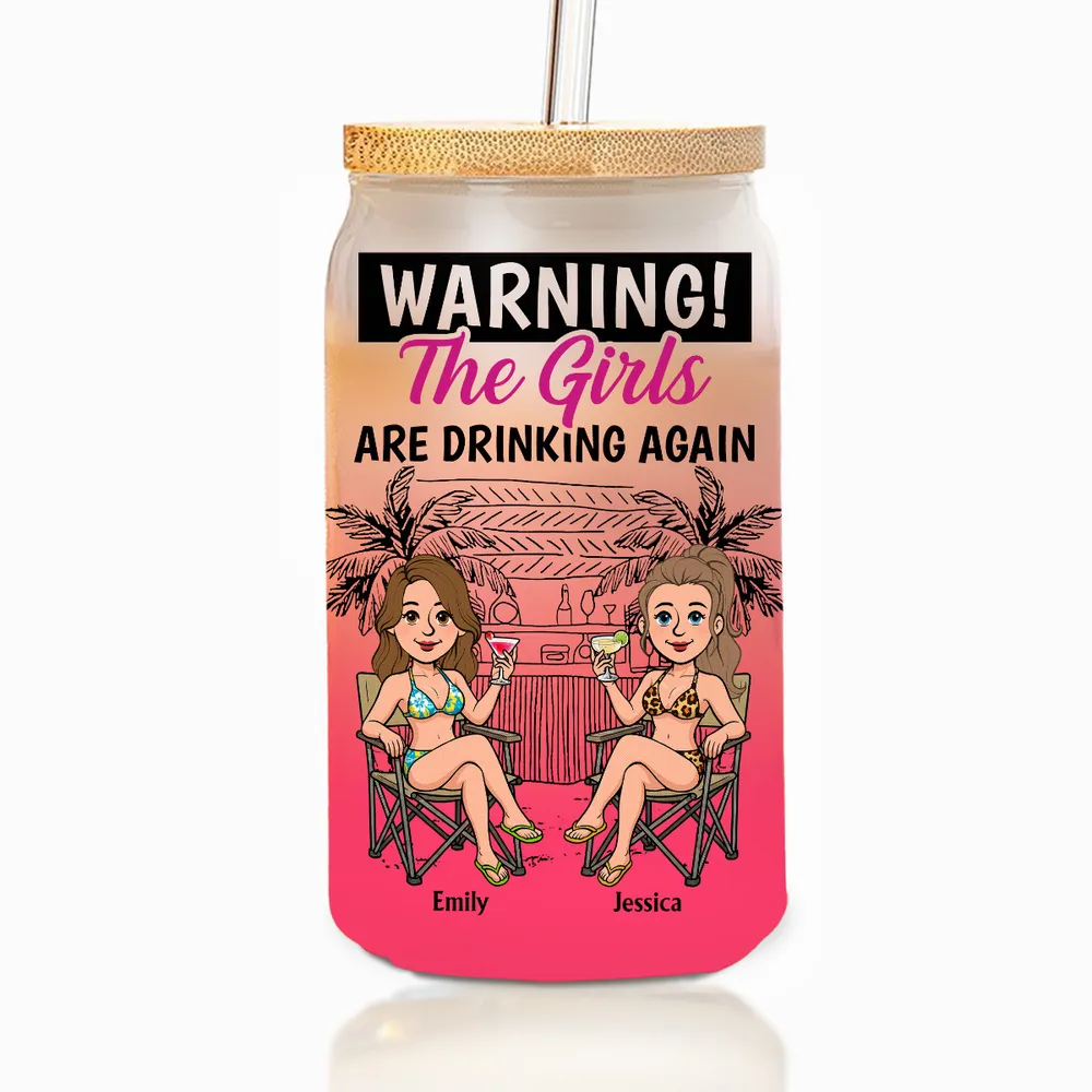 Sip Sip Hooray Ladies - Personalized Glass Cup - Summer Gift For Her, Besties, Friends, Sisters