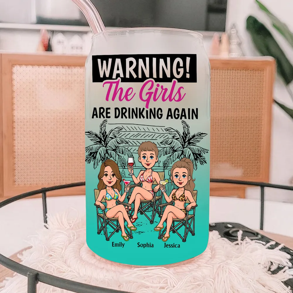 Sip Sip Hooray Ladies - Personalized Glass Cup - Summer Gift For Her, Besties, Friends, Sisters