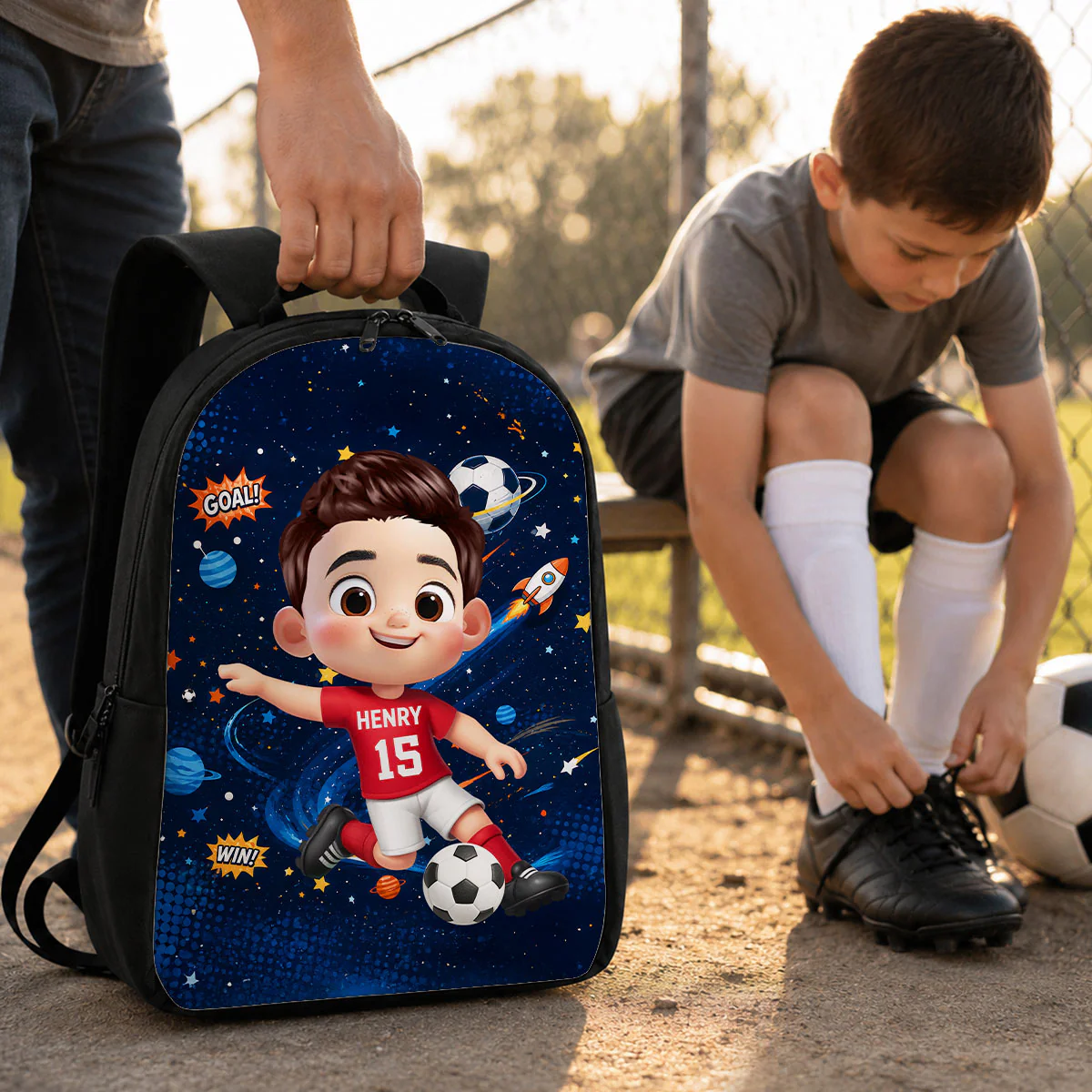 Soccer Design for Boys Girls -  Personalized Kid Backpack - Gift For Back To School, First Day of School - Student, Son, Daughter | Kindergarten, Pre-K, Preschool