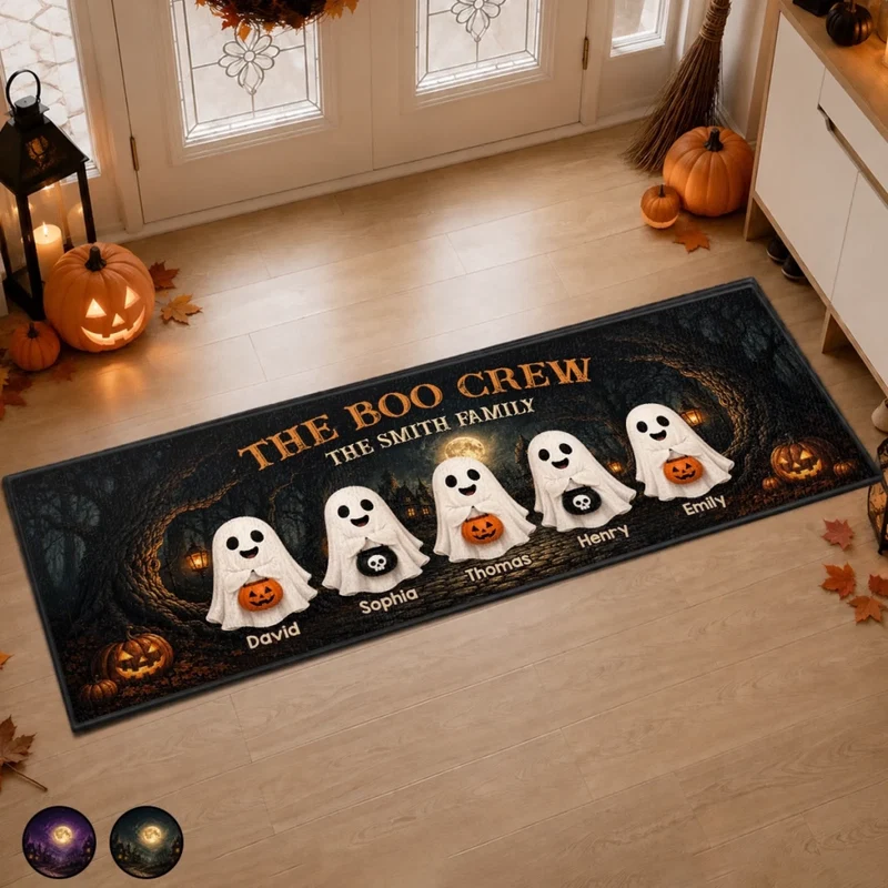Spooktacular Family Crew - Personalized Runner Rug - Halloween Gifts For Family, Mom, Dad, Brother, Sister