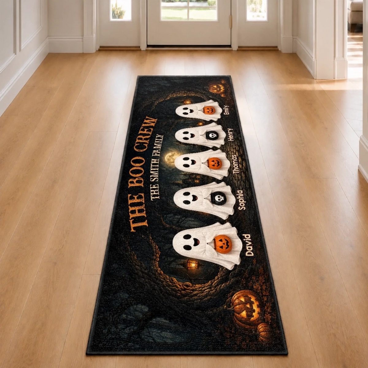 Spooktacular Family Crew - Personalized Runner Rug - Halloween Gifts For Family, Mom, Dad, Brother, Sister