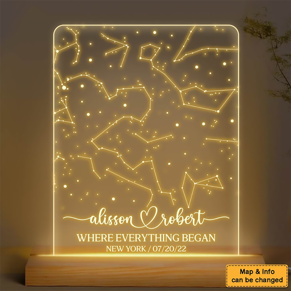 Star Map On Night Light personalized led light, alternate view 2