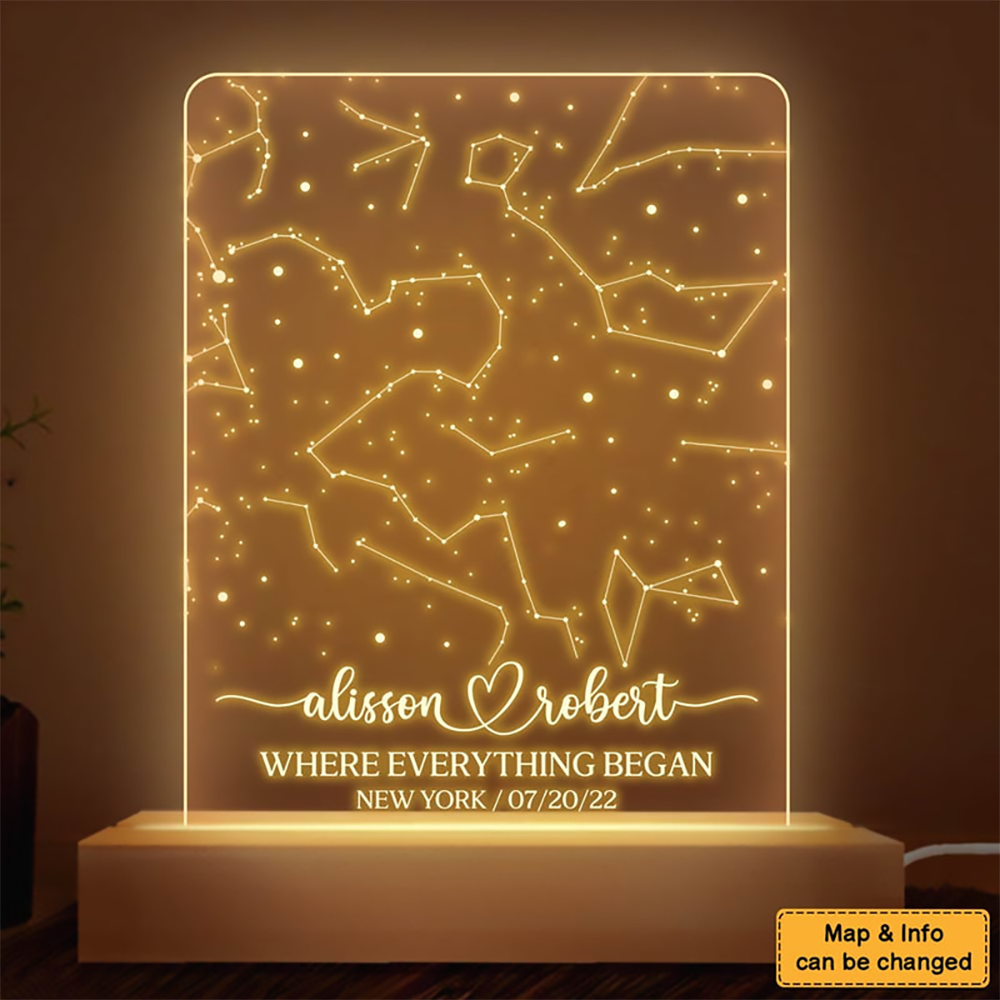 Star Map On Night Light personalized led light, alternate view 3