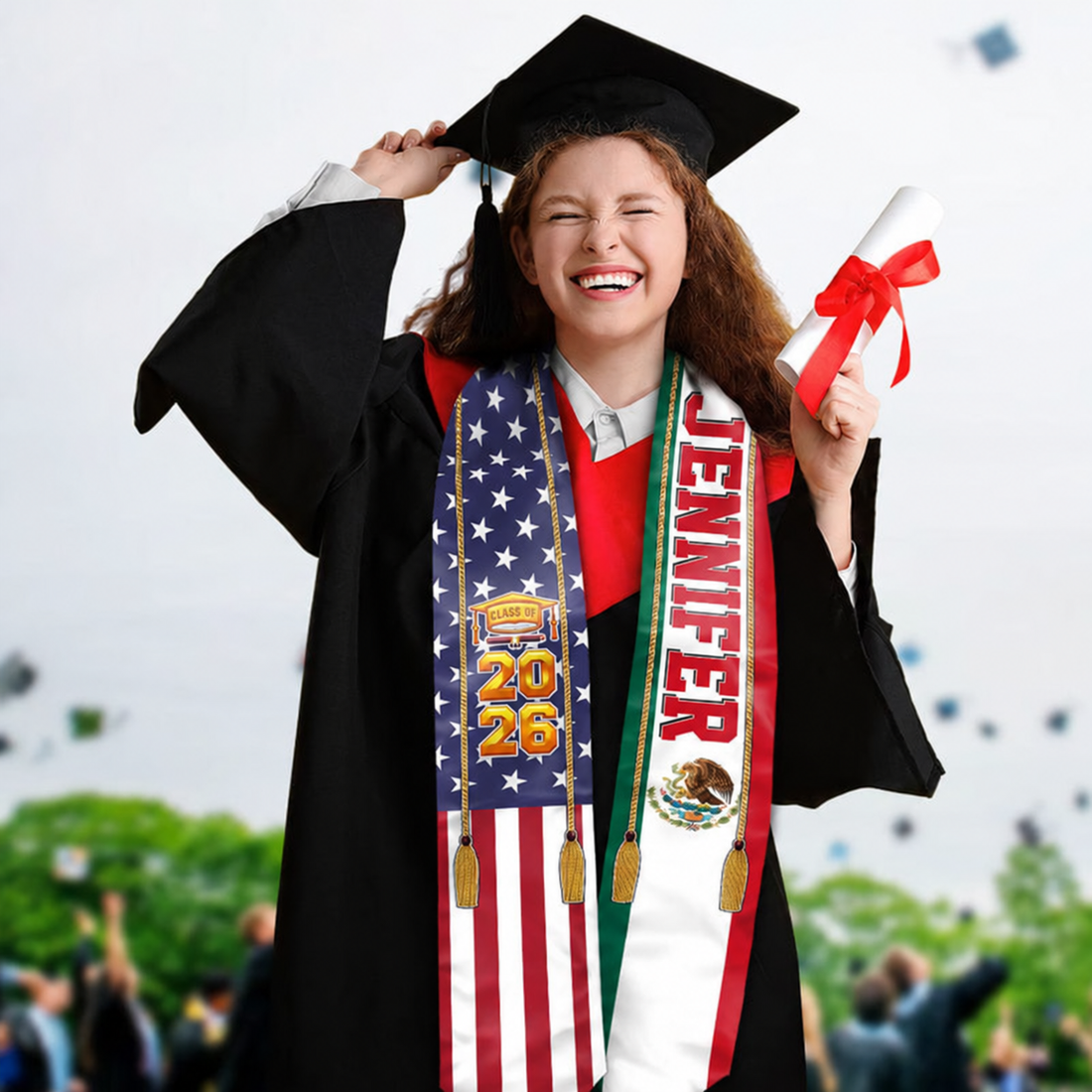 Country Flag Class of 2026 personalized stoles sash, alternate view 3
