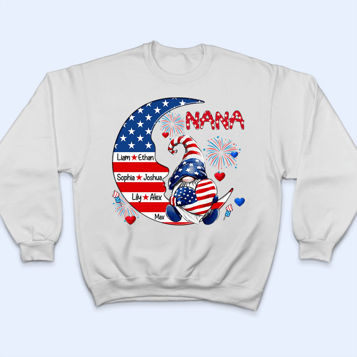 Fourth 4th Of July Grandma Patriotic Gnome - Personalized Custom Kids Names T Shirt - Independence Day, Birthday, Loving, Funny Gift for Grandma/Nana/Mimi, Mom, Wife, Grandparent - Suzitee Store