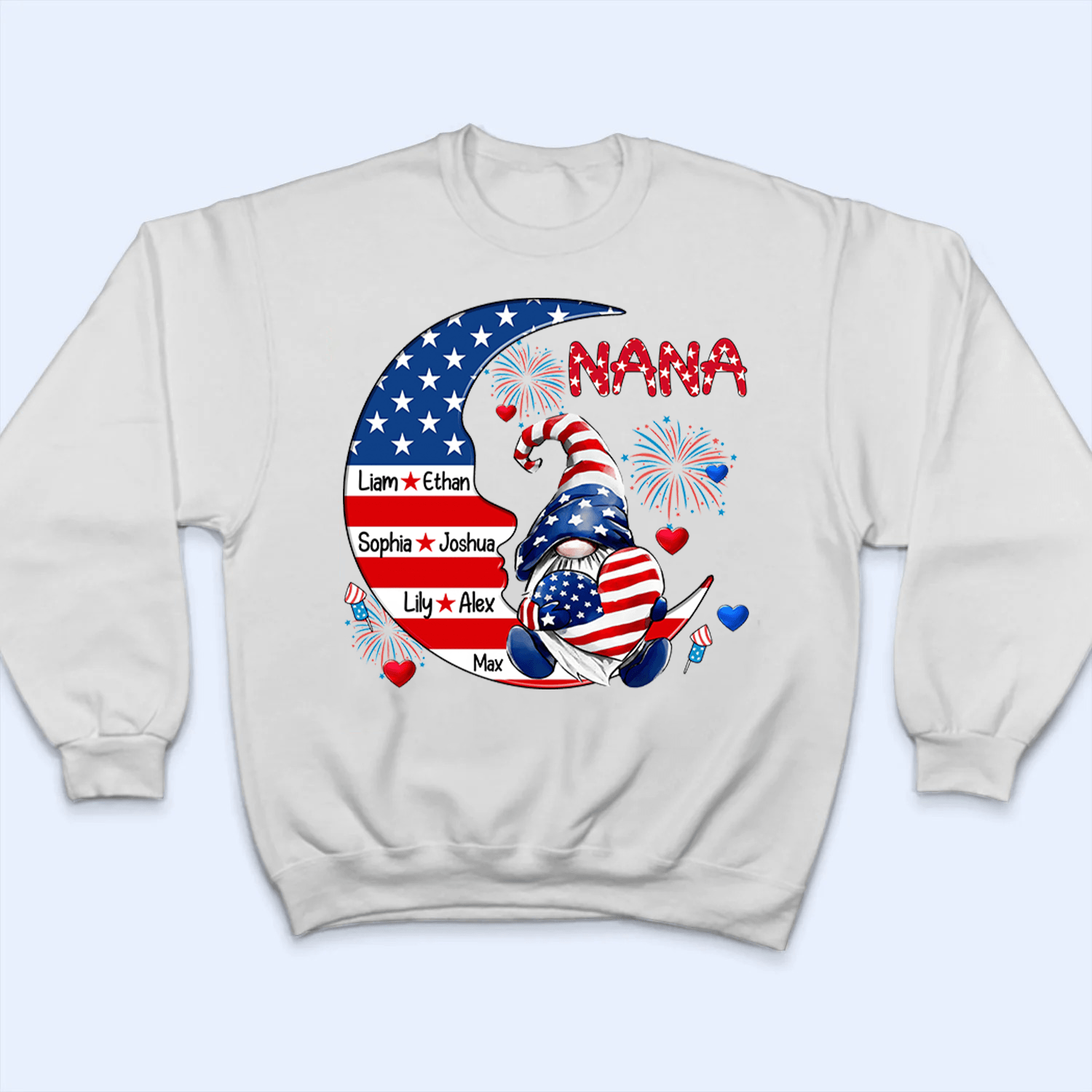 Fourth 4th Of July Grandma Patriotic Gnome - Personalized Custom Kids Names T Shirt - Independence Day, Birthday, Loving, Funny Gift for Grandma/Nana/Mimi, Mom, Wife, Grandparent - Suzitee Store