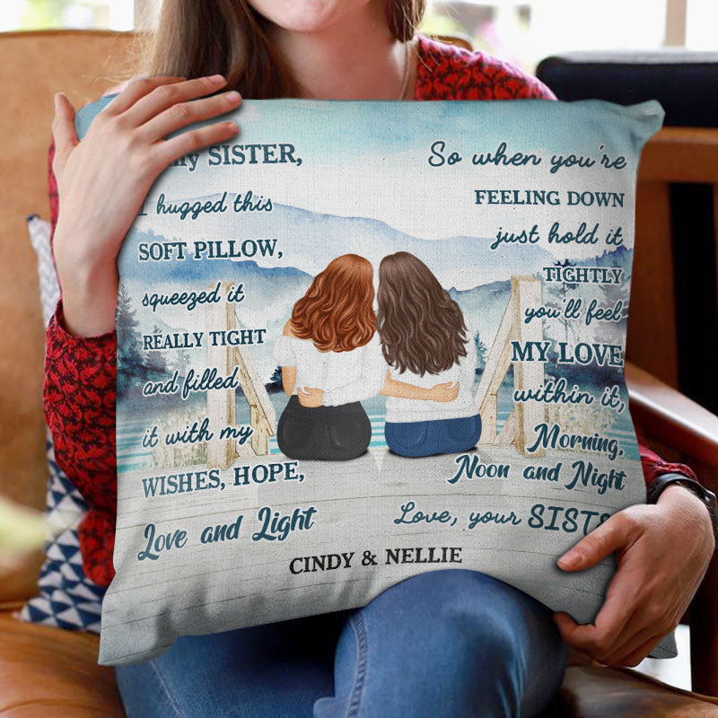 I Hugged This Soft Pillow Lake personalized pillow, alternate view 2