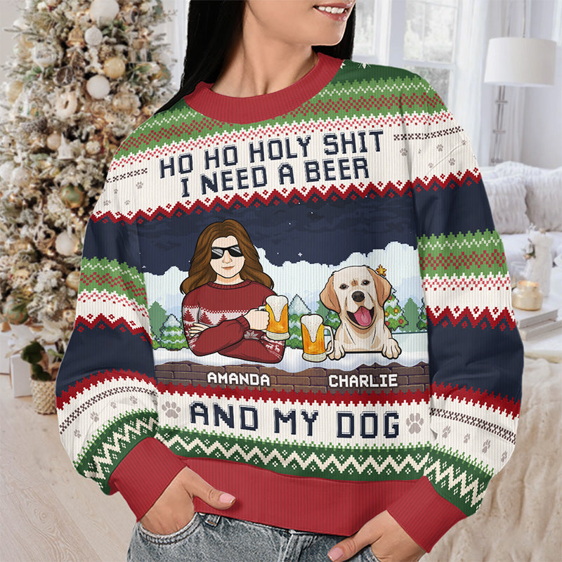 I Need A Beer And My Dogs - Custom Ugly Sweater - Personalized Christmas Gift For Pet Owners, Pet Lovers | Sweatshirt
