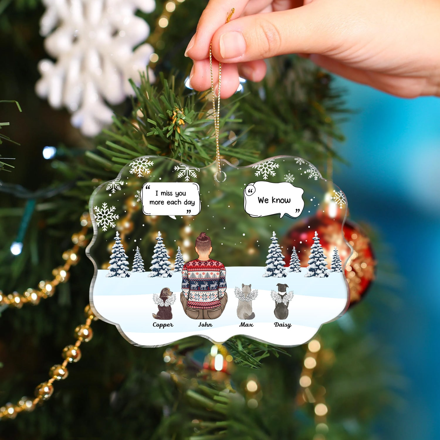 I Miss You - Personalized Medallion Acrylic Ornament - Christmas Memorial Gift For Pet Lovers, Dog Mom, Dog Dad, Cat Mom, Cat Dad 4