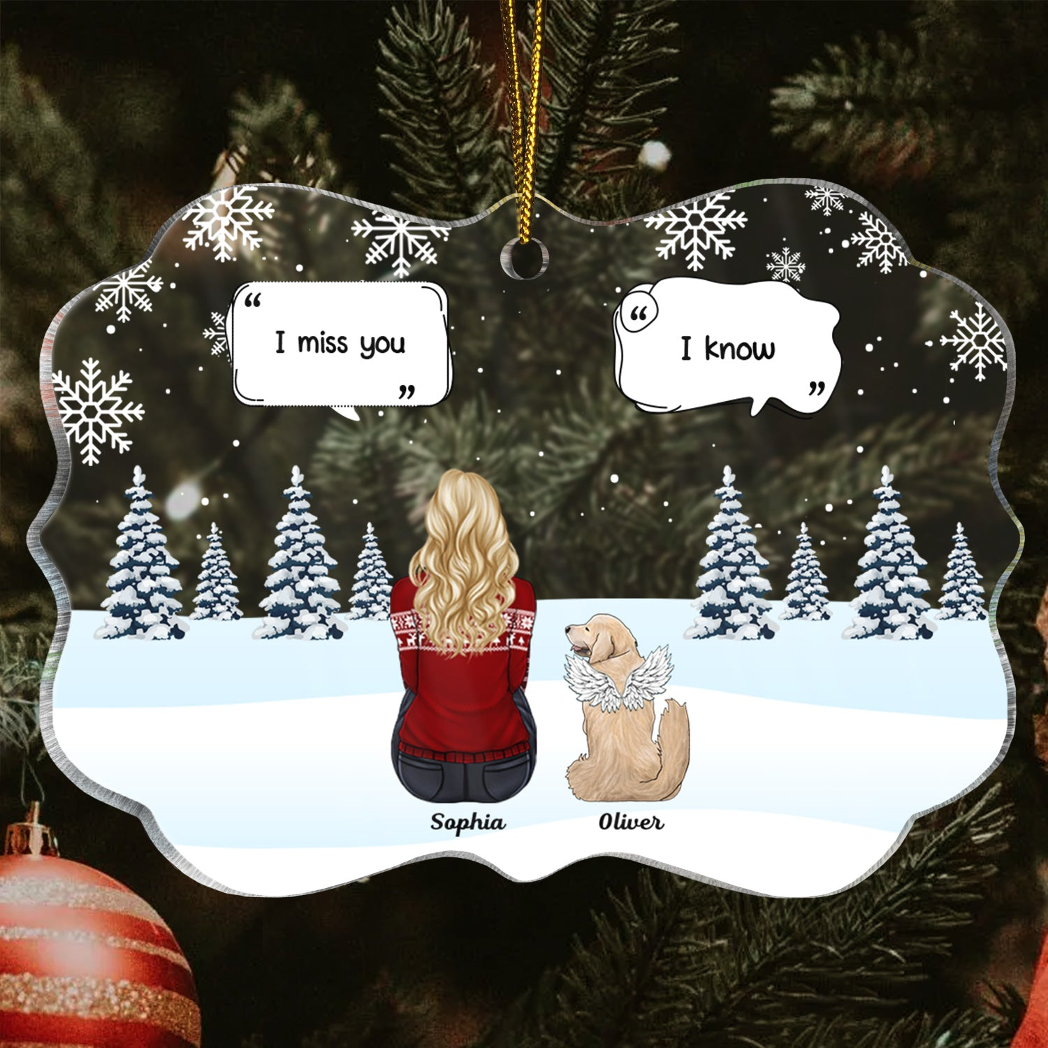 I Miss You - Personalized Medallion Acrylic Ornament - Christmas Memorial Gift For Pet Lovers, Dog Mom, Dog Dad, Cat Mom, Cat Dad 1