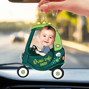 Custom Photo Drive Safe Daddy - Personalized Acrylic Car Hanger - Father's Day Gift for Dad, Papa, Grandpa, Daddy, Dada - Suzitee Store