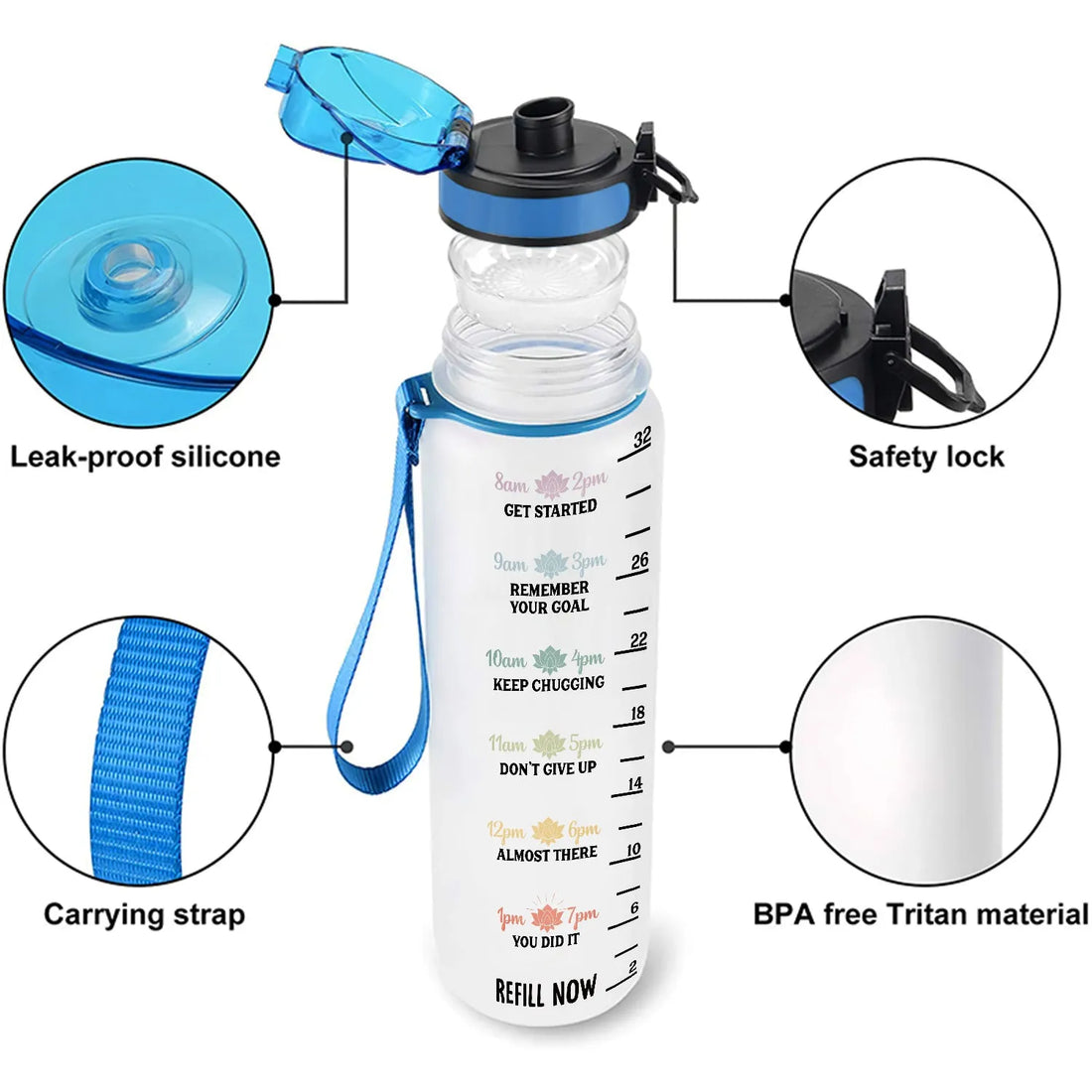 Personalized Yoga Girl Morning Affirmations tracker bottle, alternate view 4