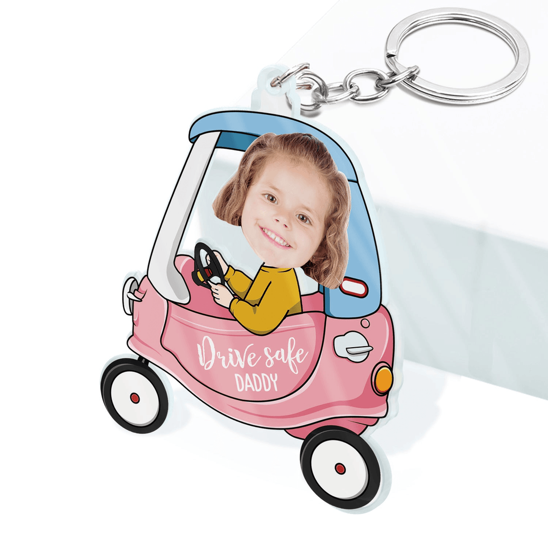 Custom Photo Drive Safe Daddy acrylic keychain, alternate view 4
