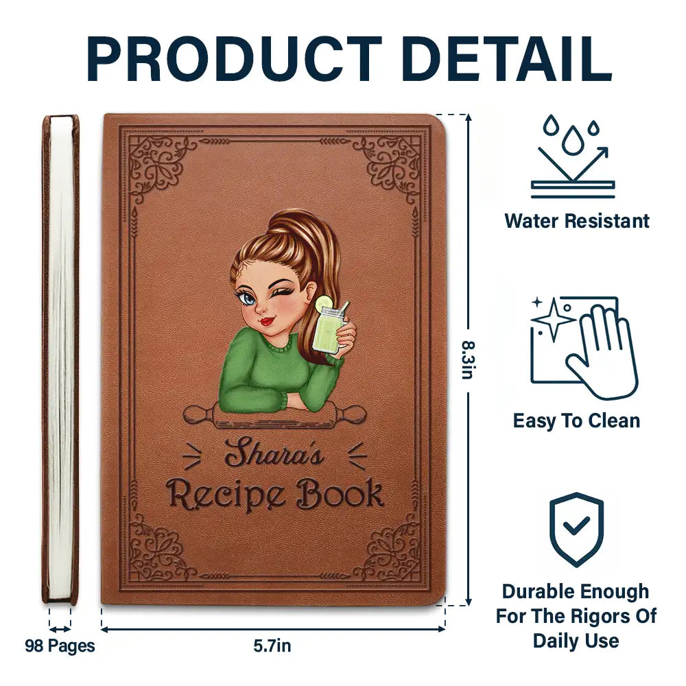 My Leather Recipe Cookbook - Personalized Leather Journal 5