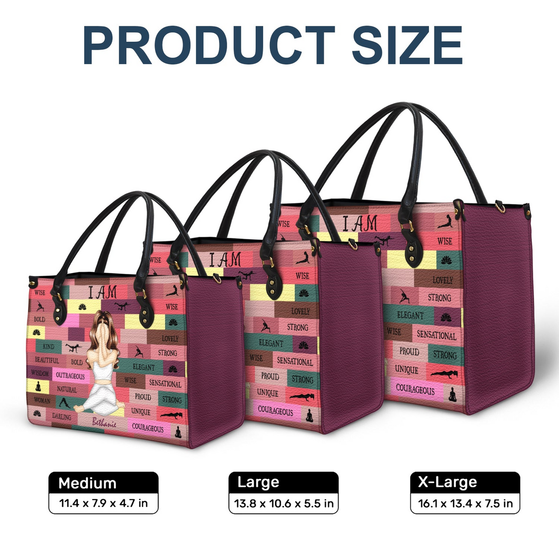 Personalized Yoga Girl I Am Bold handbag, alternate view 8