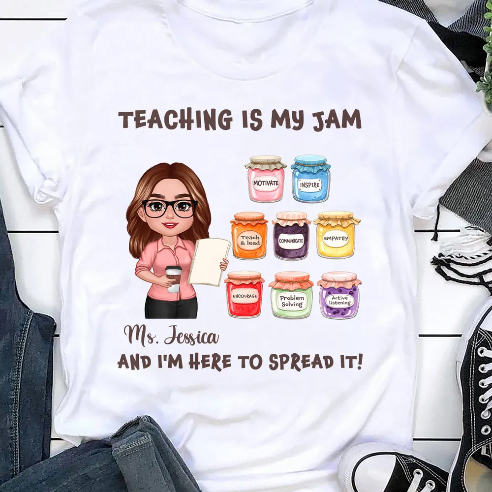 Teacher Teaching Is My Jam - Personalized Custom Shirt - Back To School Gift For Teacher, Educator, Kindergarten, Preschool, Pre K, Paraprofessional