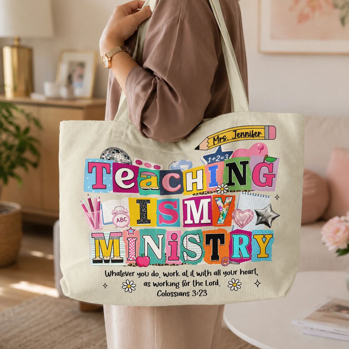 Teaching Is My Ministry - Personalized Tote Bag - Back To School Gift For Teacher, Educator