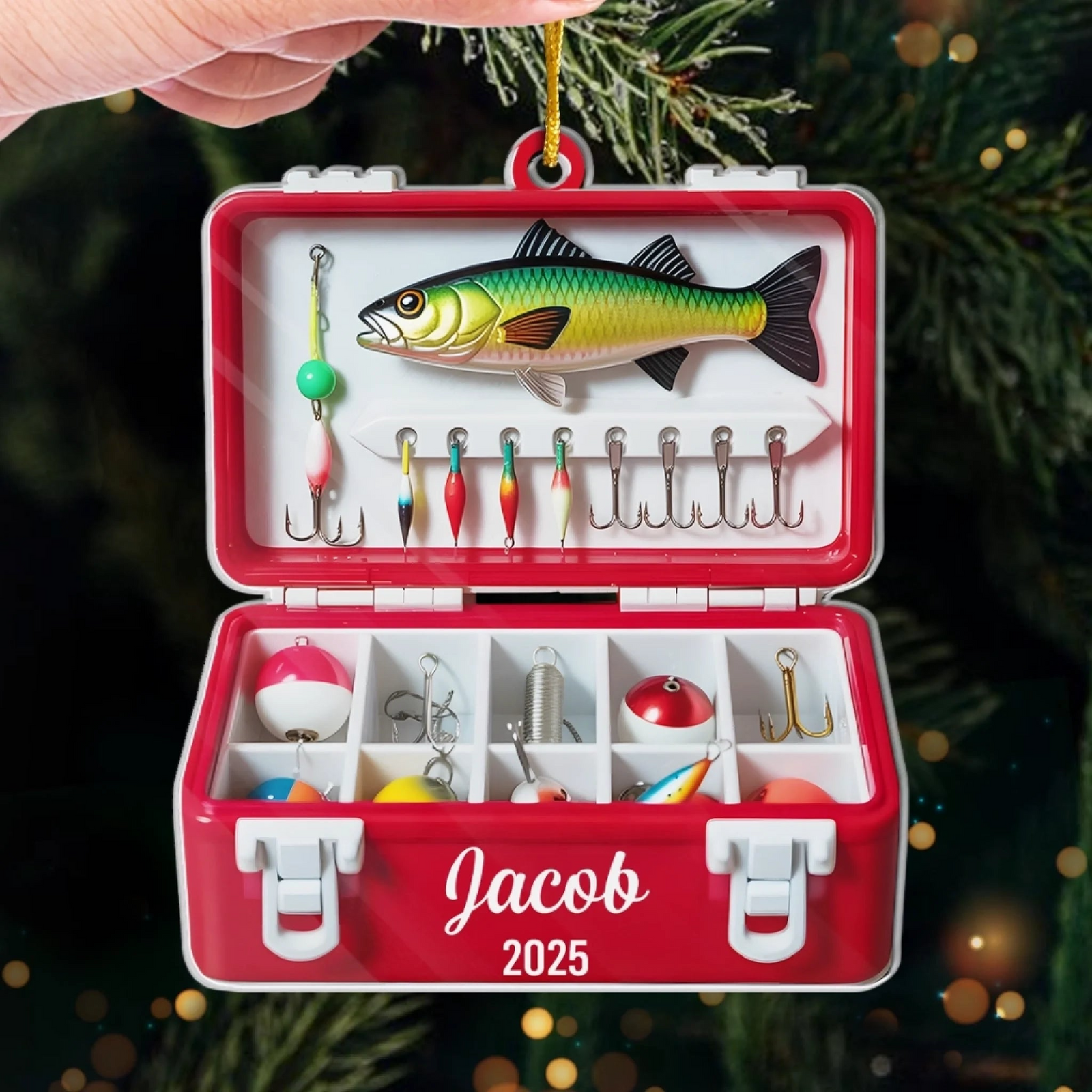 The Best Catch Of The Season Fishing Christmas - Personalized Custom Shaped Acrylic Ornament - Christmas Gift For Him, for Dad, Fishing Lovers