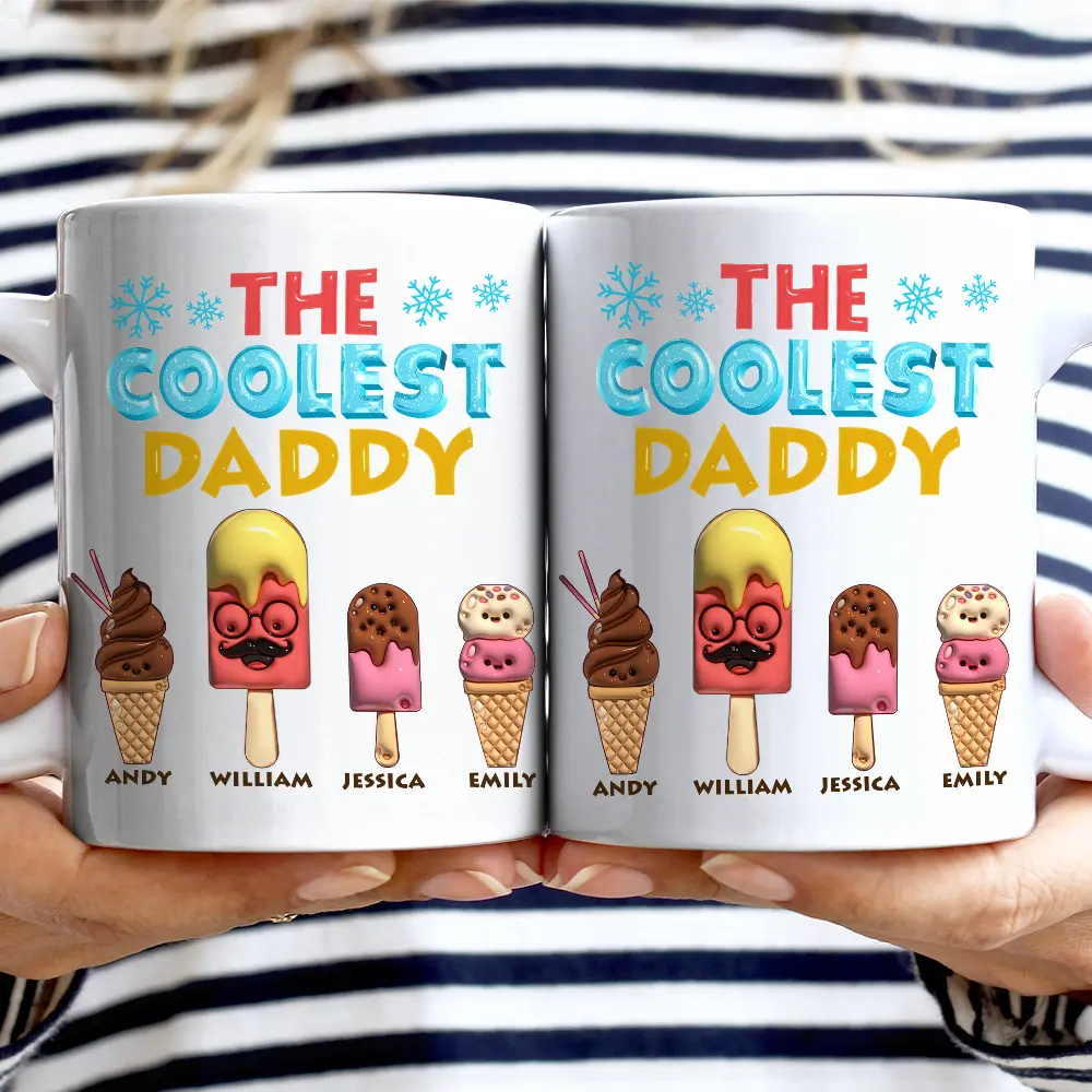 Personalized The Coolest Pop Funny 3D Effect Cartoon Ice Cream mug, alternate view 2