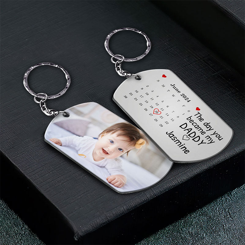 Calendar Custom Photo The Day You Became My Mommy aluminum keychain, alternate view 3
