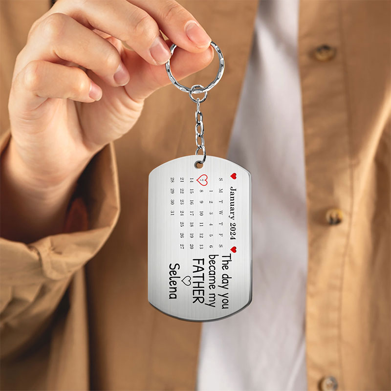 Calendar Custom Photo The Day You Became My Mommy aluminum keychain, alternate view 5