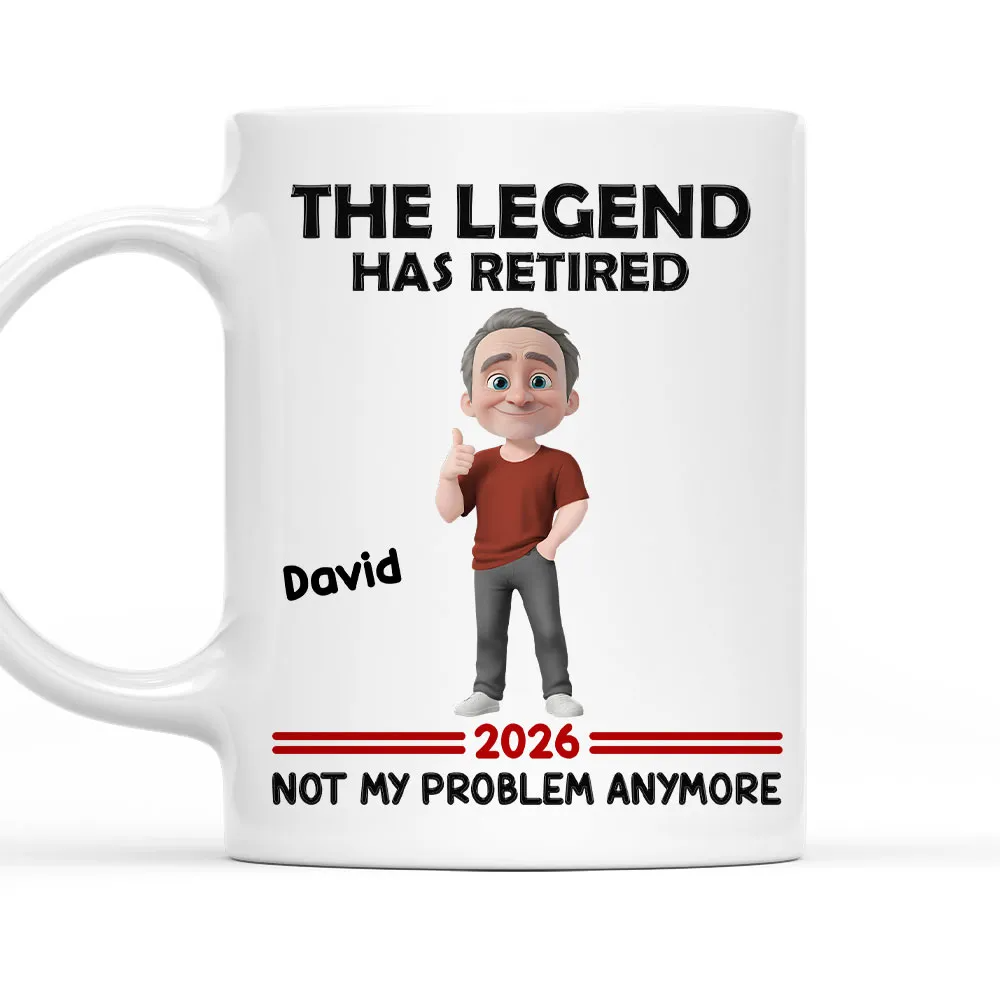 Personalized The Legend Has Retired Not My Problem Anymore mug, alternate view 2