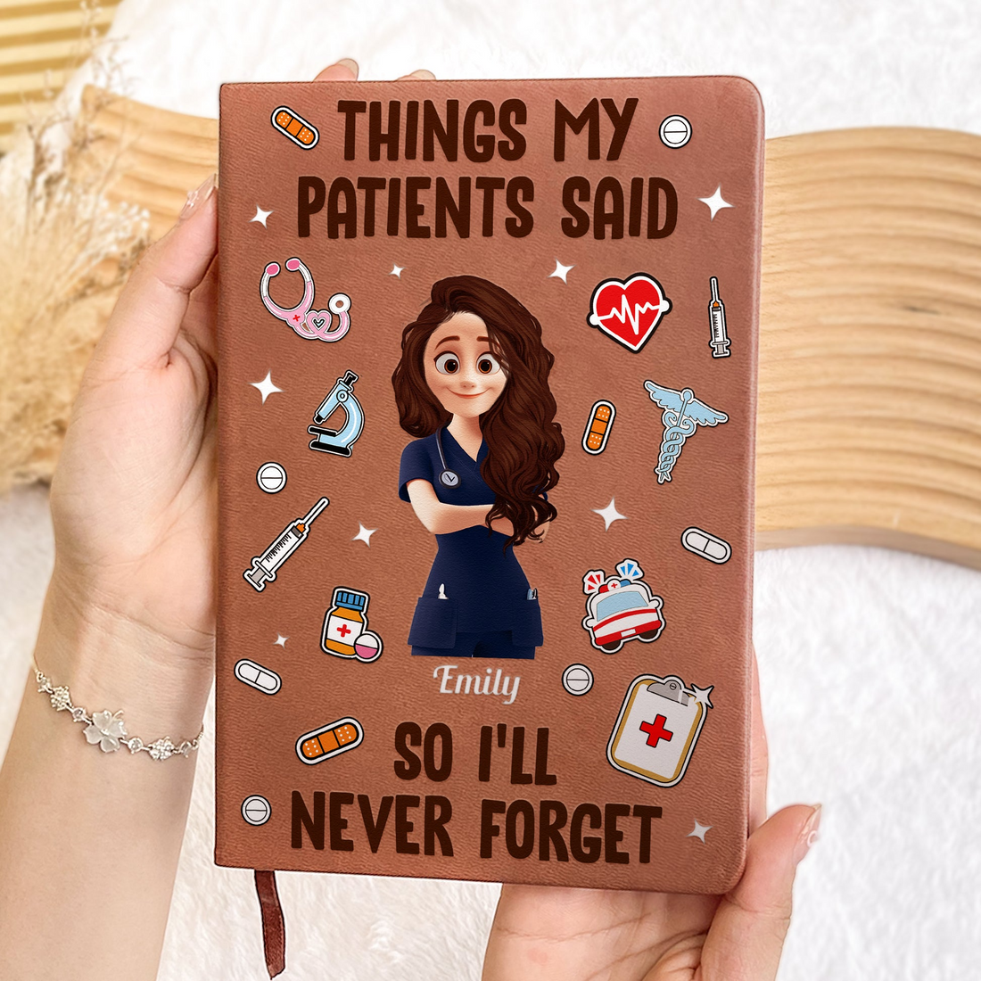 Personalized Things My Patients Said leather cover notebook, alternate view 2