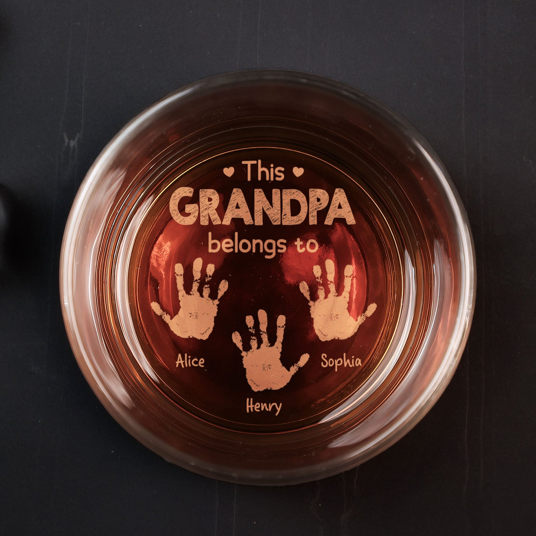 Personalized This Grandpa Belongs To engraved whiskey glass, alternate view 2