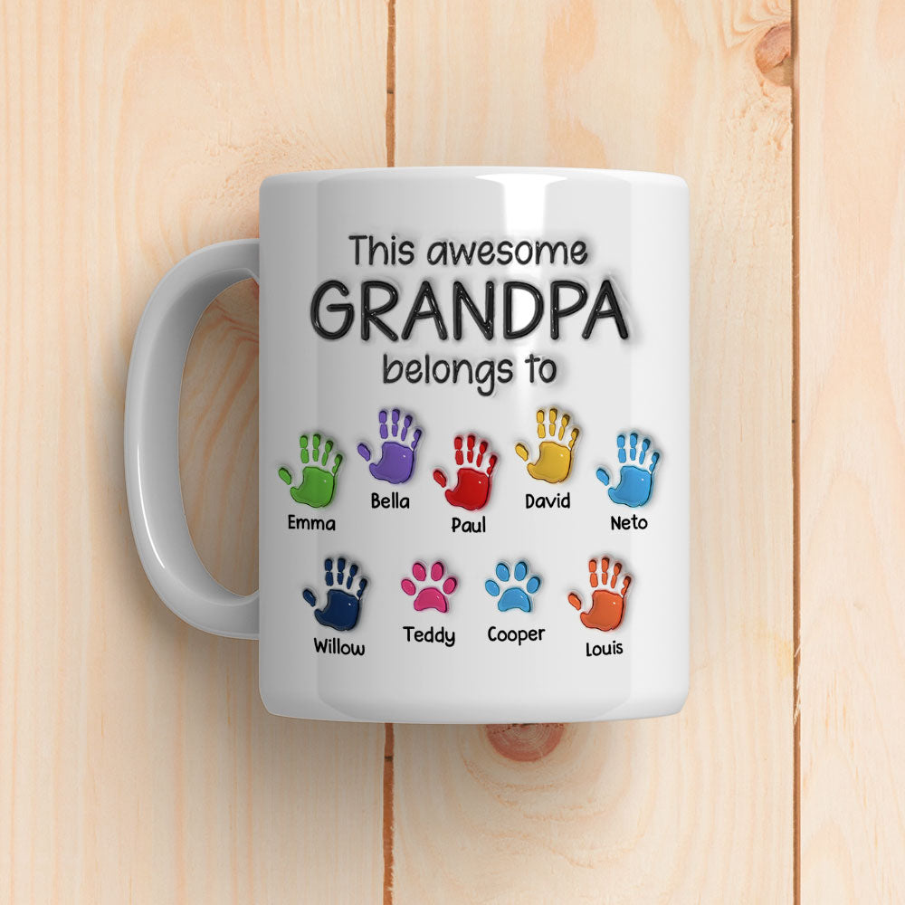 DAD's Personalized 3D Effect Mug: Custom Handprint & Paw Print Coffee, alternate view 2