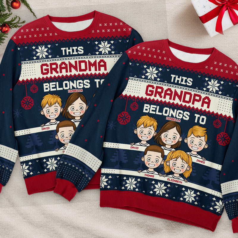 This Grandma Belongs To - Christmas, Funny Gift For Family - Personalized Custom Ugly Sweater - Christmas Gift For Grandma, Grandparents