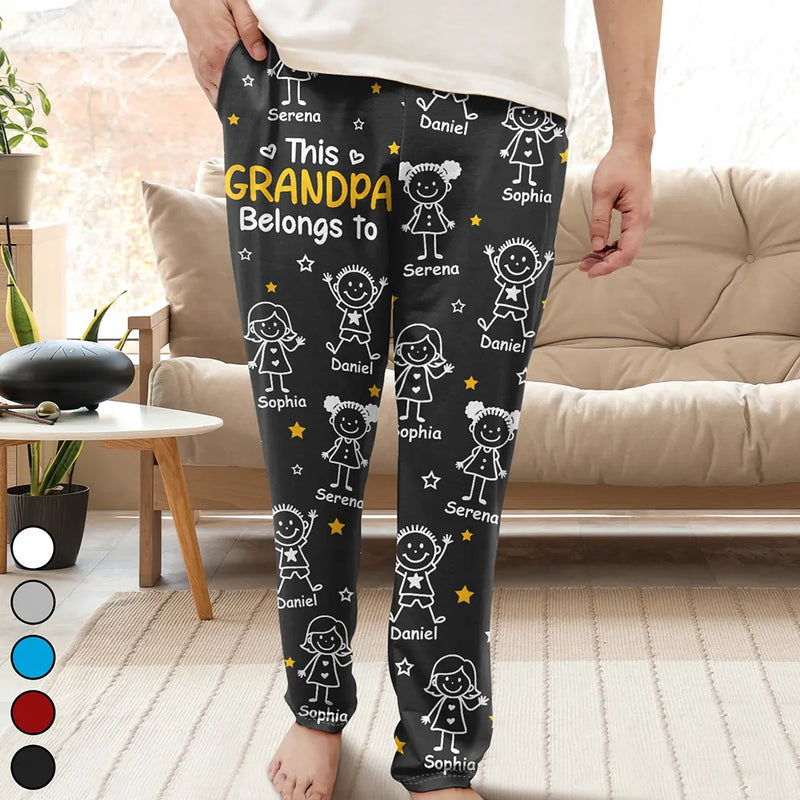This Grandpa Grandma Belongs To Kids Pet - Personalized Sweatpants, Pajama Pants, Pajama Set - Christmas Gift For Grandpa/Grandma, Mom/Dad