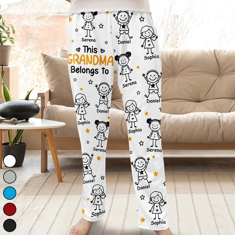 This Grandpa Grandma Belongs To Kids Pet - Personalized Sweatpants, Pajama Pants, Pajama Set - Christmas Gift For Grandpa/Grandma, Mom/Dad