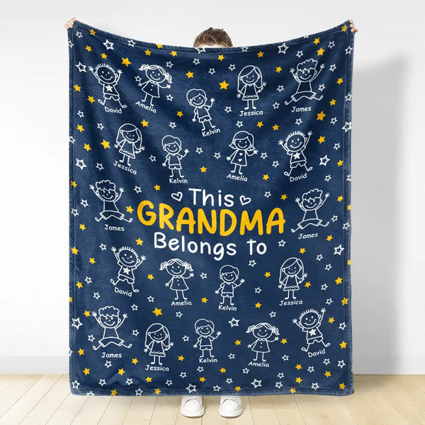 This Grandpa Grandma Belongs To Kids - Personalized Custom Blanket - Gift For Grandparents, Grandma, Grandpa