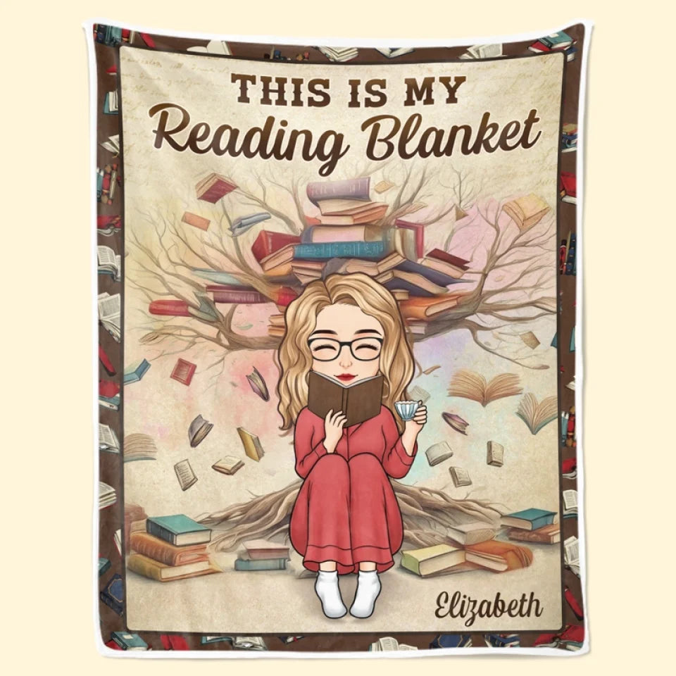 This Is My Reading Blanket Book Lovers - Personalized Custom Blanket - Gift For Book Lovers, Bookworms, Readers