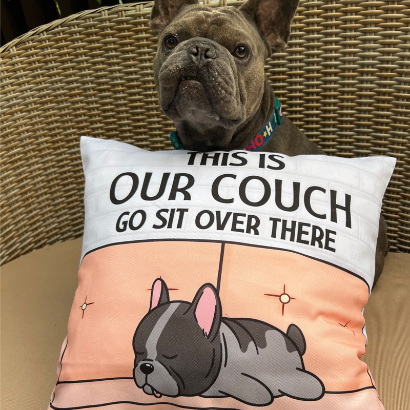 This Is Our Couch Sit Over There - Personalized Custom Pillow - Funny Gift for Dog Lovers, Dog Mom, Dog Dad
